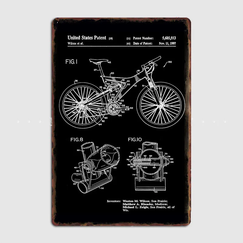 Mountain Biking Europe - Poster in Metallo Retrò Bianco con